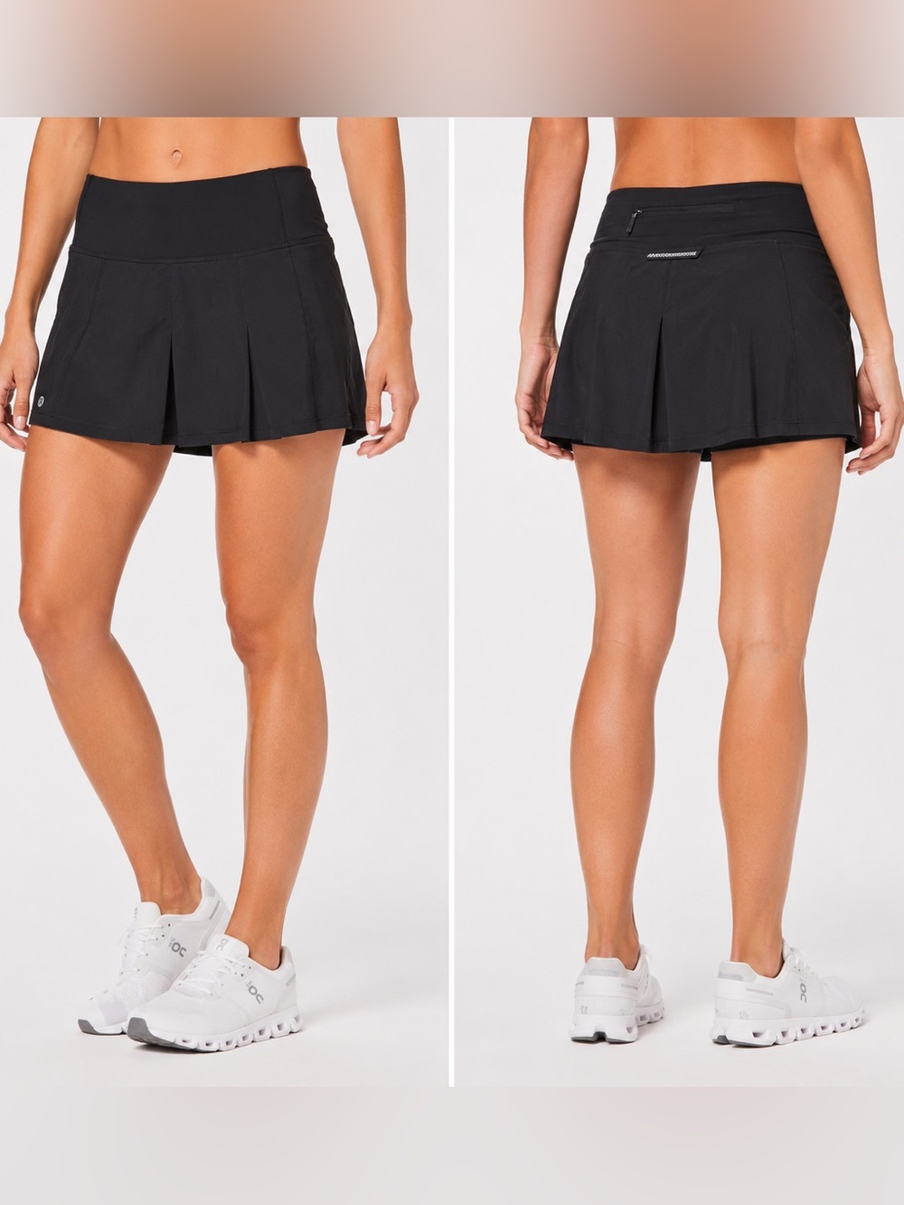 Lululemon Run Pace Setter Skirt Black Pleated Athletic Tennis Running Skort